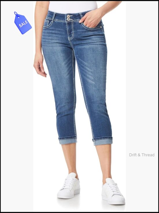 Denim - Mid-Rise Crop Skinny Jeans Curvy Fit Insta Stretch Juniors Standard Plus